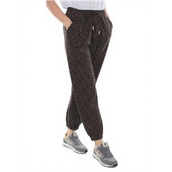 9001 LEOPARD/BLACK Брюки спортивные женские (95% хлопок, 5% спандекс)