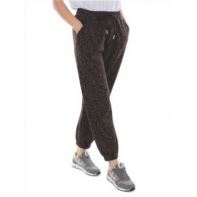 9001 LEOPARD/BLACK Брюки спортивные женские (95% хлопок, 5% спандекс)