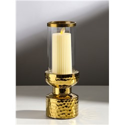 Подсвечник на 1 свечу «Омут», керамика, стекло, d=8 см, золото, 9.5×9.5×26 см