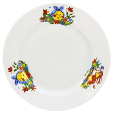 Тарелка мелкая фарфоровая "Веселый колобок" д175мм, h25мм, гладкий край (Россия)