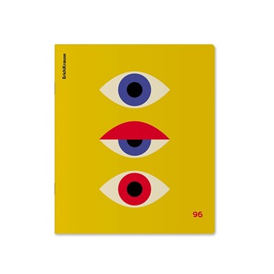 Тетрадь 96 листов в клетку ErichKrause Bauhaus, обложка мелованный картон, матовая ламинация, выборочный лак, блок офсет, 100% белизна, МИКС