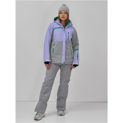 Гоннолыжная куртка женская зимняя сиреневого цвета 709Sn