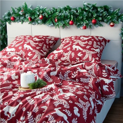 Постельное бельё "Этель" евро Christmas time 200х217 см, 220х240 см, 70х70 см - 2 штуки