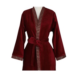 Халат Велюровый Женский (XL) Tuğra Bordo Bayan Bornoz Xlarge - EcoCotton
