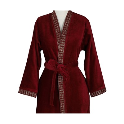 Халат Велюровый Женский (XL) Tuğra Bordo Bayan Bornoz Xlarge - EcoCotton