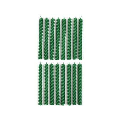 Свечи для торта, зеленые, 16 шт., 6.5×0.5 см