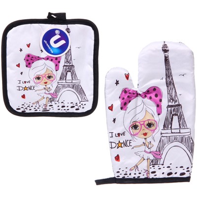 Прихватка в наборе с прихваткой-варежкой "Paris", 25,5*15,5 см и 17*17 см, микс