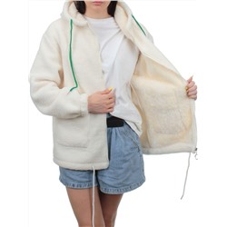 1006 MILK WHITE Куртка плюшевая демисезонная (65% хлопок, 35% полиэстер) оверсайз 44-54