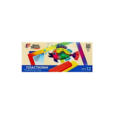 Пластилин 12 цветов 240 г "Школа творчества"