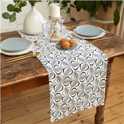 Дорожка на стол Этель Leaves 40×149см, 100% хлопок, саржа 190 г/м², белая/чёрная