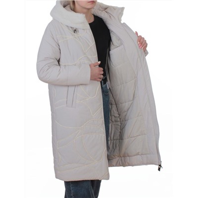 8901 LT. BEIGE Пальто зимнее женское (верблюжья шерсть, 120 гр. холлофайбер)