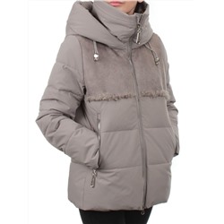 23-696 GRAY/BEIGE Куртка зимняя женская (холлоффайбер 150 гр., искусственная дубленка)