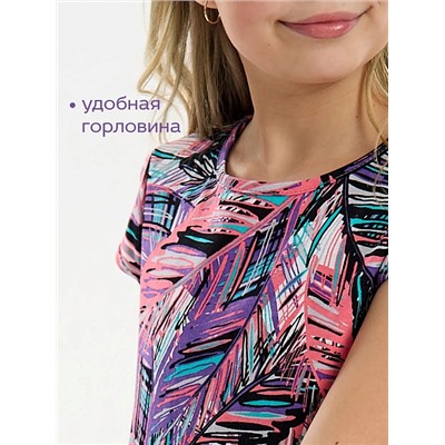 Детское платье "Птичка" / Тропики розовые