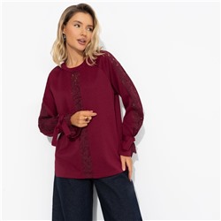 Свитшот комбинированный с кружевом, Приз зрительских симпатий (бордовый)