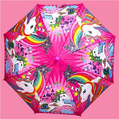 Зонт-трость для девочки с мультгероями полуавтомат Арт 004/2