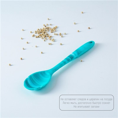 Ложка гарнирная Доляна «Парус», силикон, 20.5 см, голубая