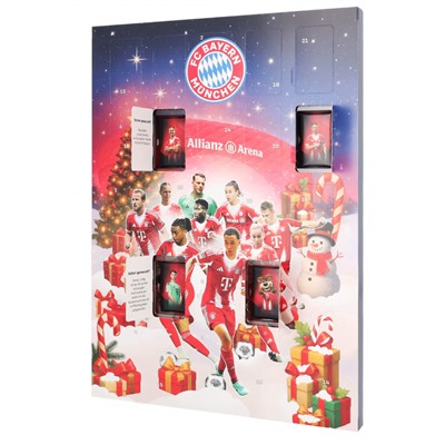 FC Bayern Schoko Adventskalender 180g, Адвент-календарь 2025 ФК Бавария, 24 сладких сюрприза, 43см х 31см, 180 грамм