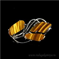 Брошь тигровый глаз 51*34мм.