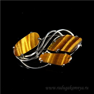 Брошь тигровый глаз 51*34мм.