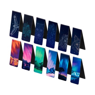 Закладки для книг МАГНИТНЫЕ, "GALAXY", набор 12 шт., 60x20 мм, BRAUBERG, 113171