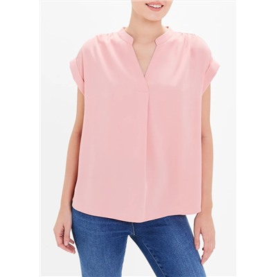 Pink Short Sleeve Grandad Collar Shirt