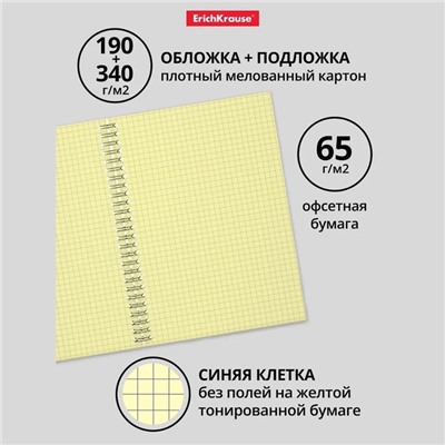 Тетрадь на спирали, 80 листов в клетку, ErichKrause Megapolis Yellow Concept, жёлтый внутренний блок