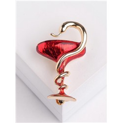 Брошь «Змея в геральдике» знак медицины, цвет красный в золоте