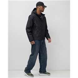 Куртка спортивная мужская весна осень черного цвета 25470Ch