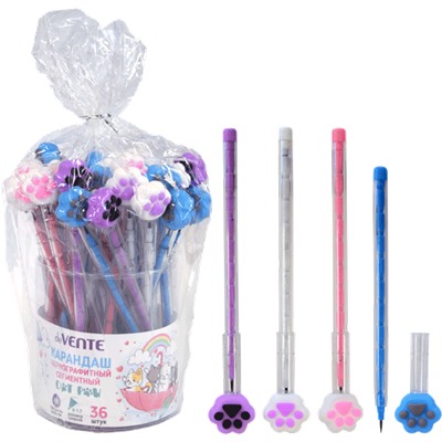 Карандаш ч/г сегментный "deVENTE. Cat Paw" HB пластик 10 сегм 5035000/36/Китай