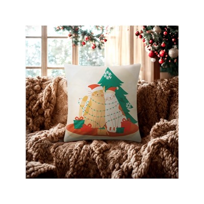 Наволочка декоративная новогодняя «Этель. Зимний муррр» 40×40 см