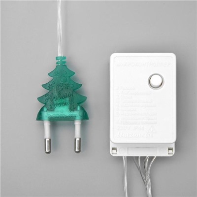 Гирлянда «Нить» 10 м, IP20, прозрачная нить, 100 LED, 8 режимов, 220 В, свечение зелёное