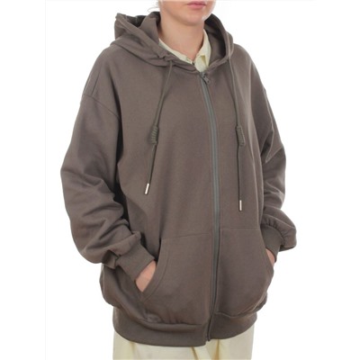 3265 KHAKI Худи на молнии женское (95% хлопок, 5% эластан)