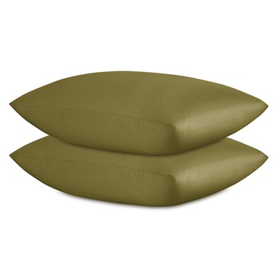 Набор наволочек из премиального сатина оливкового цвета из коллекции Essential, 50х70 см