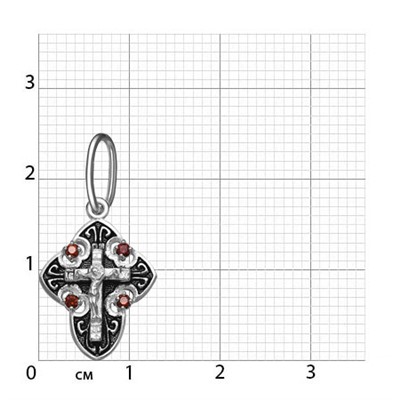 Крест с фианитом выборочно черненный серебро 925*