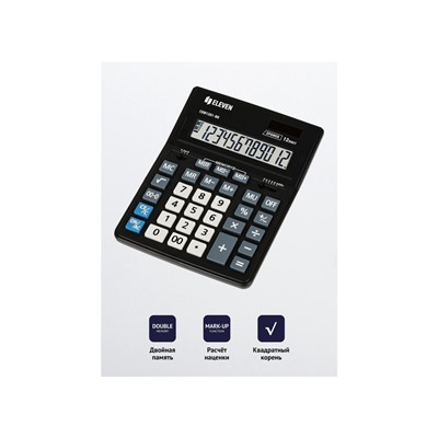 Калькулятор настольный Eleven Business Line CDB1201-BK, 12 разрядов, двойное питание, 155×205×35 мм, чёрный