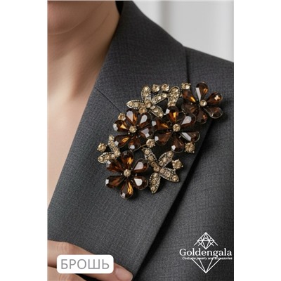 Брошь крупная с кристаллами БР4/3 модель БРО/12