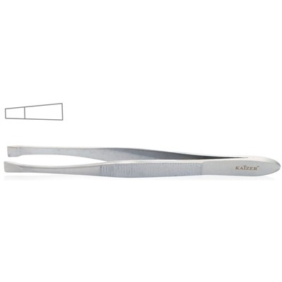 KAIZER Пинцет для бровей, прямой, серебро, 90мм (1001)
