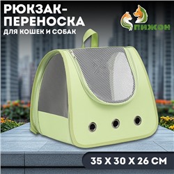 Рюкзак-переноска для кошек и собак, 35 х 30 х 26 см, зелёный