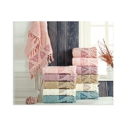 Махровые Банные Полотенца с Бахромой 70x140 см. 6 шт/уп. Cotton Damsak Sacakli - Sikel