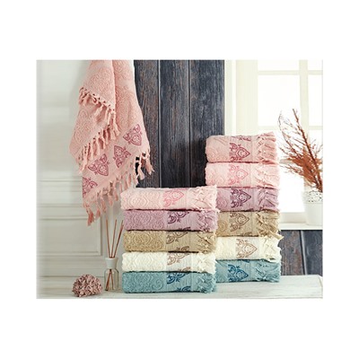 Махровые Банные Полотенца с Бахромой 70x140 см. 6 шт/уп. Cotton Damsak Sacakli - Sikel
