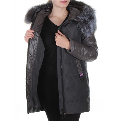 8186 DK. GRAY Пальто женское с натуральным мехом Jarius