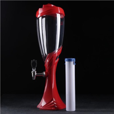 Башня пивная «Вавилон», колба 3 л, подсветка, батарейка Ag10, красная