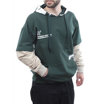2702 GREEN/BEIGE Толстовка мужская (75% хлопок, 20% полиэстер, 5% спандекс)