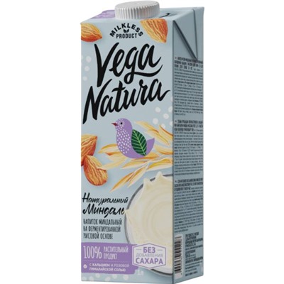 Напиток Рисово-миндальный БЕЗ САХАРА тм "Vega Natura" мдж. 1,2% 1л