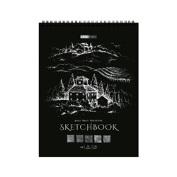 Скетчбук 20л., А5 ArtSpace "Black line. House", на гребне, черный блок,120г/м2