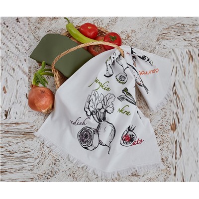 Махровые Кухонные Полотенца с Вышивкой 45x65 см 2 шт/уп Mixvega Çay Havlusu 45x65cm - EcoCotton