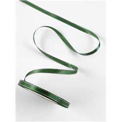 Лента атласная, с серебряным люрексом, 6 мм, 23±1 м, зелёная №049