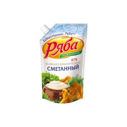 Майонез "Классический Сметанный" 67% 192гр пакет ТМ Ряба 1/28