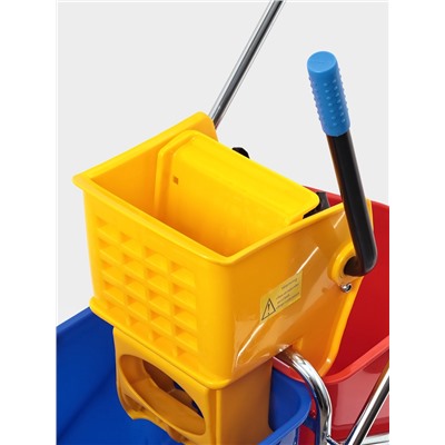 Тележка для уборки с отжимом и ведром, двухведерная, 46 л, на колёсах
