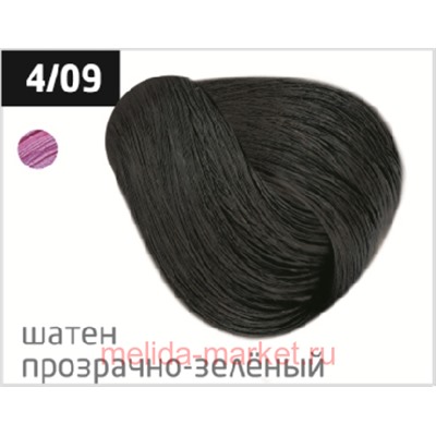 OLLIN PERFORMANCE  4/09 шатен прозрачно-зеленый 60мл Перманентная крем-краска для волос